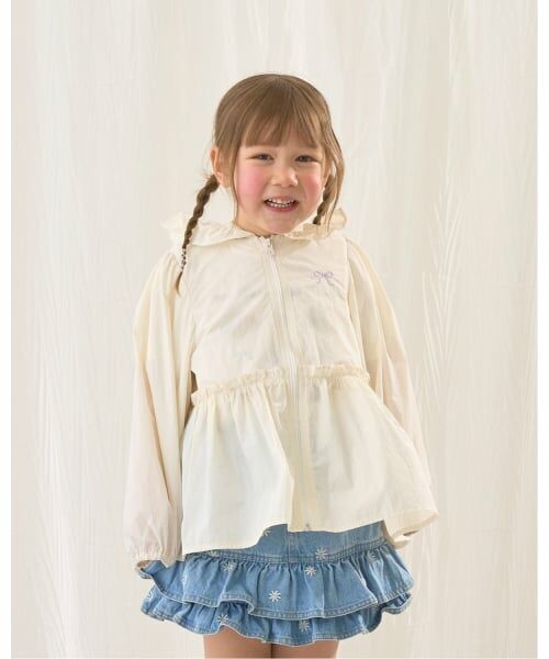 Lycee mine / リセマイン パーカー | 【UV加工】チュニック丈フリルシアージップパーカ（オフホワイト）