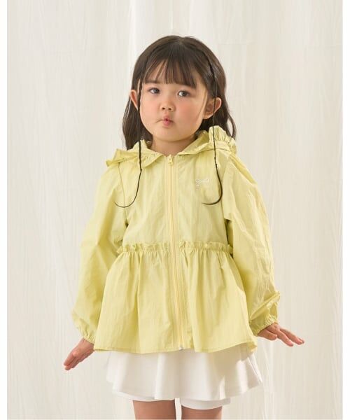 Lycee mine / リセマイン パーカー | 【UV加工】チュニック丈フリルシアージップパーカ（クリーム）
