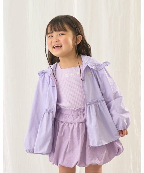 Lycee mine / リセマイン パーカー | 【UV加工】チュニック丈フリルシアージップパーカ（ラベンダー）