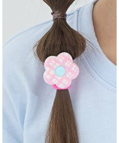 チェックフラワーヘアゴム(2コセット)