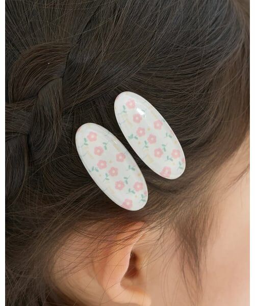 Lycee mine / リセマイン ヘアピン | フラワー総柄ヘアクリップ(2コセット)（オフホワイト）
