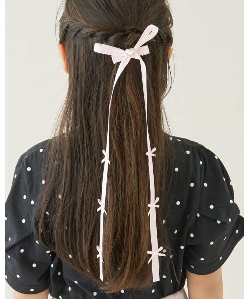 Lycee mine / リセマイン ヘアピン | ちびちびリボン付ロングリボンヘアクリップ（ライトピンク）