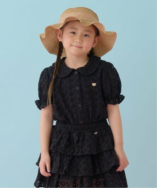 Lycee mine / リセマイン シャツ・ブラウス | 【綿100％】【セットアップ可能】コットンレースパフスリーブブラウス（黒）