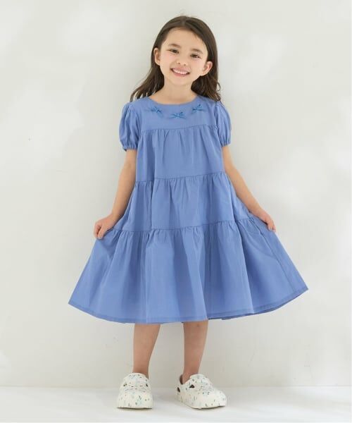 Lycee mine / リセマイン ミニ丈・ひざ丈ワンピース | 【綿100％】【かるふわ】ティアードワンピース（モデレートブルー）
