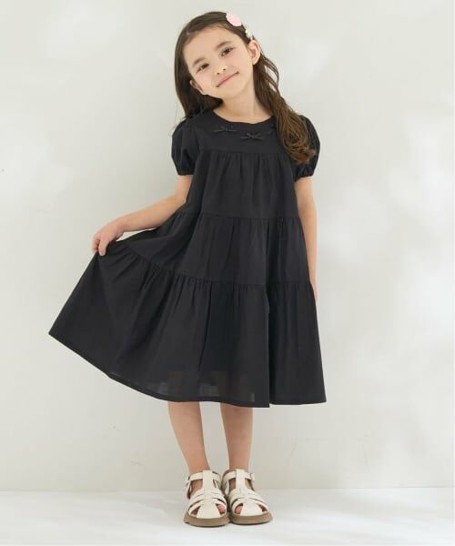 Lycee mine / リセマイン ミニ丈・ひざ丈ワンピース | 【綿100％】【かるふわ】ティアードワンピース（黒）