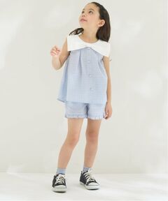 Lycee mine / リセマイン その他トップス | リボン衿つきブラウス・裾フリルハーフパンツセット