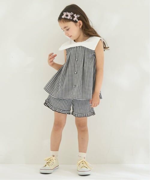 Lycee mine / リセマイン その他トップス | リボン衿つきブラウス・裾フリルハーフパンツセット（黒）