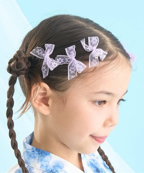 Lycee mine / リセマイン ヘアピン | レースリボンミニヘアクリップ(6コセット)（ラベンダー）