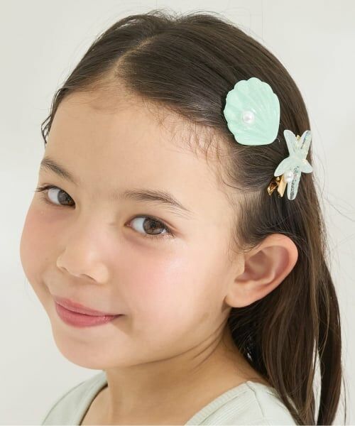 Lycee mine / リセマイン ヘアピン | イミテーションパール付きシェルヘアクリップ(2コセット)（ミント）