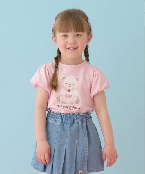 Lycee mine / リセマイン Tシャツ | 【UVカット・接触冷感】くまアソートプリントパフTシャツ（ピンク）