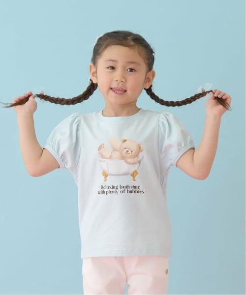 Lycee mine / リセマイン Tシャツ | 【UVカット・接触冷感】くまアソートプリントパフTシャツ（ミント）