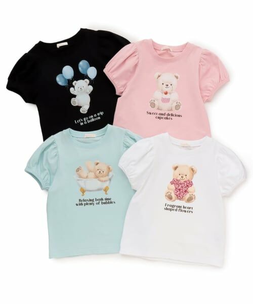Lycee mine / リセマイン Tシャツ | 【UVカット・接触冷感】くまアソートプリントパフTシャツ | 詳細10