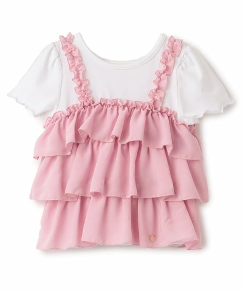 Lycee mine / リセマイン Tシャツ | 【どちらが前でもOK】【UVカット・接触冷感】ティアードキャミドッキングTシャツ | 詳細1