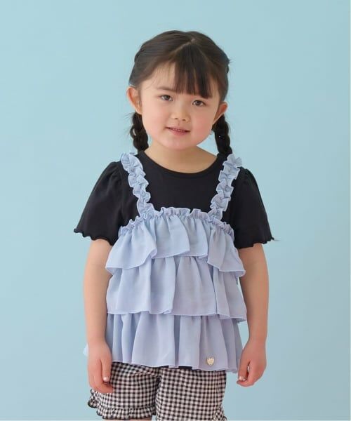 Lycee mine / リセマイン Tシャツ | 【どちらが前でもOK】【UVカット・接触冷感】ティアードキャミドッキングTシャツ（黒）