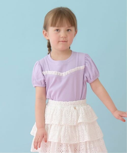 Lycee mine / リセマイン Tシャツ | キャミフェイクレイヤードTレースシャツ（ラベンダー）