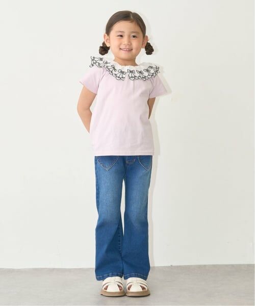 Lycee mine / リセマイン Tシャツ | 【綿100%】【シャーベットＴ】【UV・接触冷感・型崩れしない】【どちらがまえでもOK】チェリーレース衿Ｔシャツ【子供服】【キッズ】【女の子】 | 詳細14