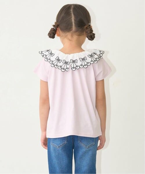 Lycee mine / リセマイン Tシャツ | 【綿100%】【シャーベットＴ】【UV・接触冷感・型崩れしない】【どちらがまえでもOK】チェリーレース衿Ｔシャツ【子供服】【キッズ】【女の子】 | 詳細15