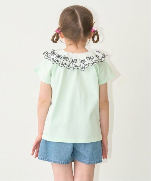 Lycee mine / リセマイン Tシャツ | 【綿100%】【シャーベットＴ】【UV・接触冷感・型崩れしない】【どちらがまえでもOK】チェリーレース衿Ｔシャツ【子供服】【キッズ】【女の子】 | 詳細19
