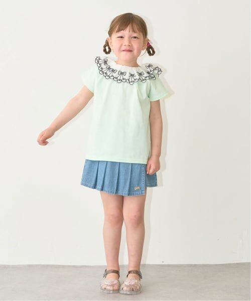Lycee mine / リセマイン Tシャツ | 【綿100%】【シャーベットＴ】【UV・接触冷感・型崩れしない】【どちらがまえでもOK】チェリーレース衿Ｔシャツ【子供服】【キッズ】【女の子】 | 詳細20