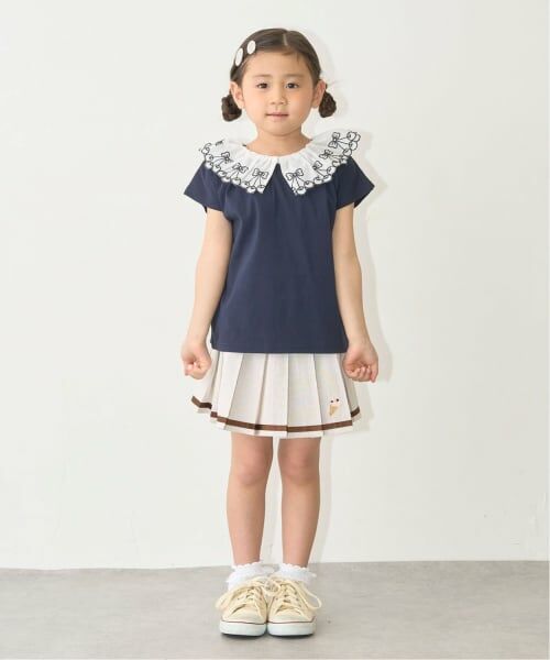 Lycee mine / リセマイン Tシャツ | 【綿100%】【シャーベットＴ】【UV・接触冷感・型崩れしない】【どちらがまえでもOK】チェリーレース衿Ｔシャツ【子供服】【キッズ】【女の子】 | 詳細21