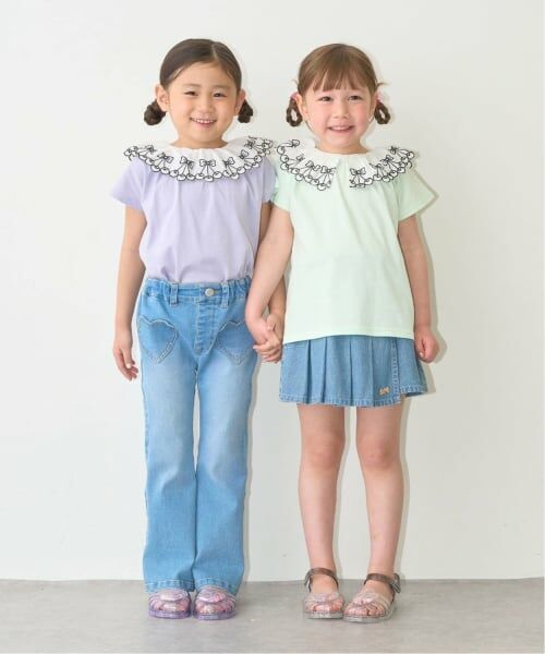Lycee mine / リセマイン Tシャツ | 【綿100%】【シャーベットＴ】【UV・接触冷感・型崩れしない】【どちらがまえでもOK】チェリーレース衿Ｔシャツ【子供服】【キッズ】【女の子】 | 詳細26