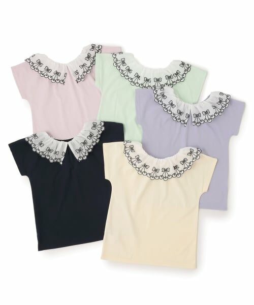 Lycee mine / リセマイン Tシャツ | 【綿100%】【シャーベットT】【UV・接触冷感・型崩れしない】【どちらがまえでもOK】チェリーレース衿Tシャツ【子供服】【キッズ】【女の子】 | 詳細30