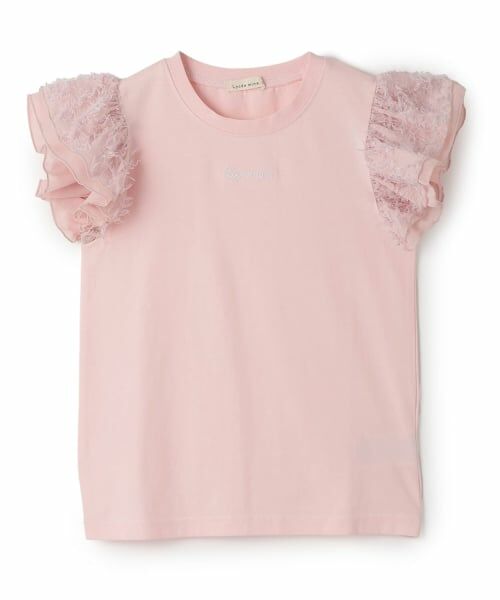 Lycee mine / リセマイン Tシャツ | 【綿100％】【ムテキT】ふわふわフリル袖Tシャツ（サーモン ピンク）