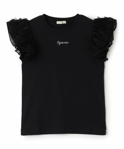Lycee mine / リセマイン Tシャツ | 【綿100％】【ムテキT】ふわふわフリル袖Tシャツ（黒）