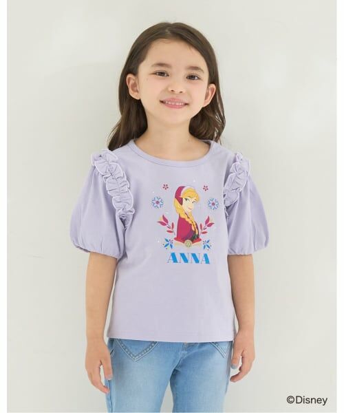 Lycee mine / リセマイン Tシャツ | 【アナと雪の女王】【綿100％】【シャーベット天竺】【UV・接触冷感・型崩れしない】パフＴシャツ（ラベンダー）