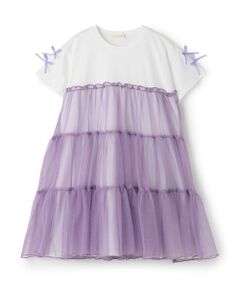 Lycee mine / リセマイン ミニ丈・ひざ丈ワンピース | 【綿100％】【シャーベットT】ティアードチュールTシャツワンピース