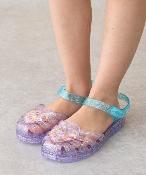 Lycee mine / リセマイン サンダル | クリアラメキラキラハートサンダル（ラベンダー）