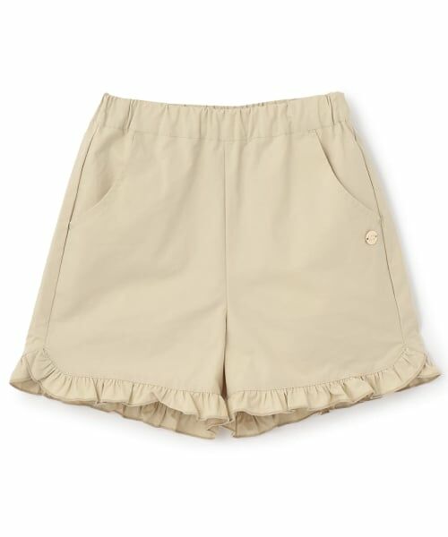 Lycee mine / リセマイン ショート・ハーフ・半端丈パンツ | ベーシック裾フリルショートパンツ(ベージュ)