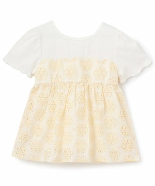 Lycee mine / リセマイン Tシャツ | 【綿100%】【前後どちらが前でもOK】【シャーベットT】ドッキングトップス（アイボリー）