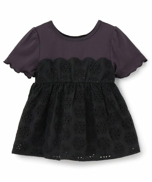 Lycee mine / リセマイン Tシャツ | 【綿100%】【前後どちらが前でもOK】【シャーベットT】ドッキングトップス（黒）