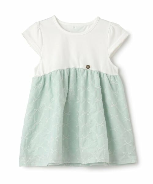 Lycee mine / リセマイン Tシャツ | リボン刺しゅうドッキングトップス(アイボリー)