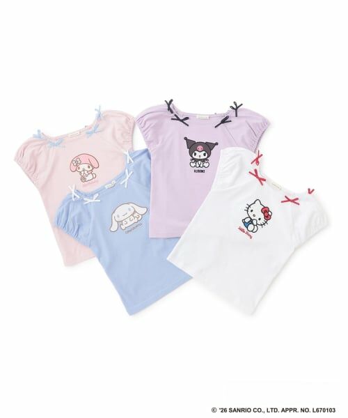 Lycee mine / リセマイン Tシャツ | 【サンリオキャラクターズ】【綿100%】【シャーベットT】アソートアップリケリボン付きTシャツ | 詳細1