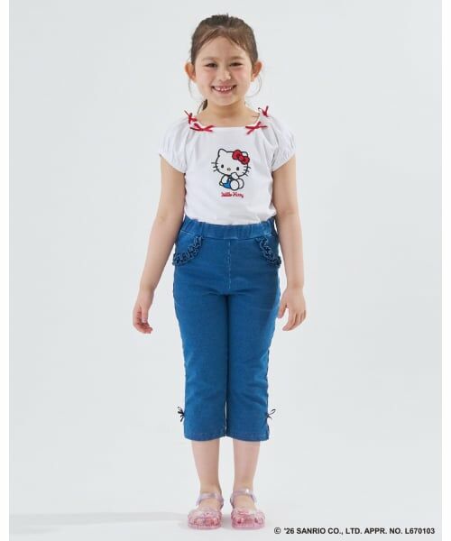 Lycee mine / リセマイン Tシャツ | 【サンリオキャラクターズ】【綿100%】【シャーベットT】アソートアップリケリボン付きTシャツ(オフ ホワイト)