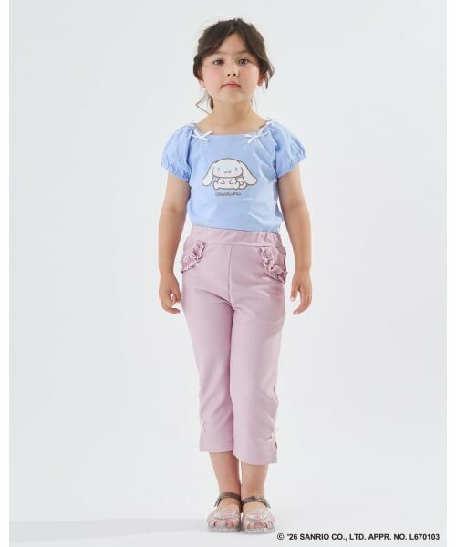 Lycee mine / リセマイン Tシャツ | 【サンリオキャラクターズ】【綿100%】【シャーベットT】アソートアップリケリボン付きTシャツ(ブルー グレー)
