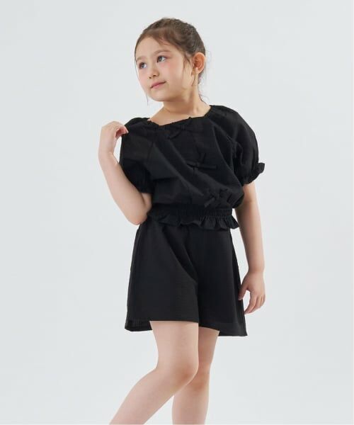 Lycee mine / リセマイン その他トップス | 【セットアップ】裾シャーリングトップス・ショートパンツセット（黒）