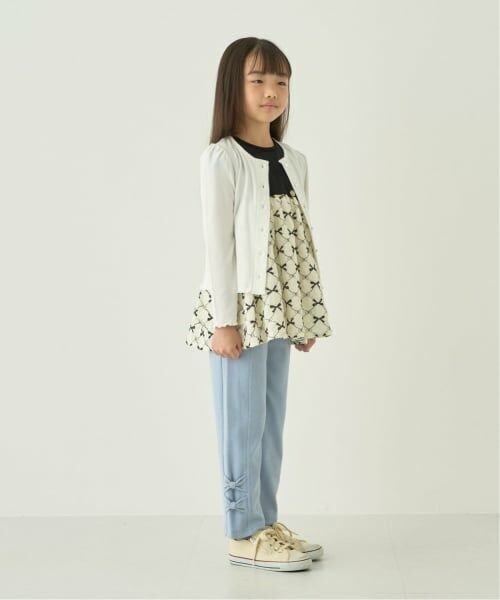 Lycee mine / リセマイン その他パンツ | 【ともパン】【防汚/速乾/UV】10分丈裾リボンストレートパンツ【子供服】【キッズ】【女の子】(ブルー グレー)