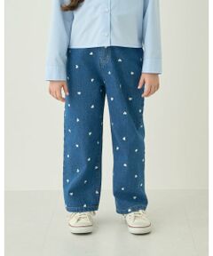 Lycee mine / リセマイン その他パンツ | 【やわらかデニム】ハート刺しゅう総柄バレルレッグパンツ【子供服】【キッズ】【女の子】