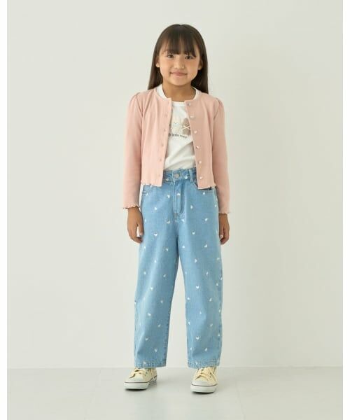 Lycee mine / リセマイン その他パンツ | 【やわらかデニム】ハート刺しゅう総柄バレルレッグパンツ【子供服】【キッズ】【女の子】 | 詳細5