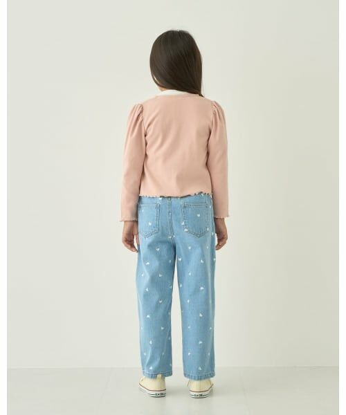 Lycee mine / リセマイン その他パンツ | 【やわらかデニム】ハート刺しゅう総柄バレルレッグパンツ【子供服】【キッズ】【女の子】 | 詳細6