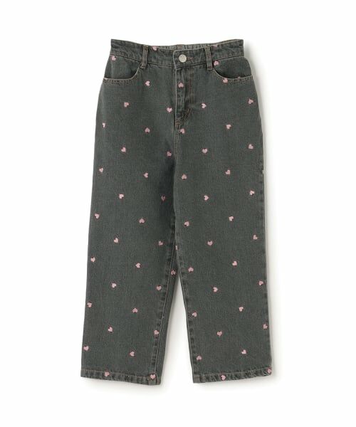 Lycee mine / リセマイン その他パンツ | 【やわらかデニム】ハート刺しゅう総柄バレルレッグパンツ【子供服】【キッズ】【女の子】 | 詳細9