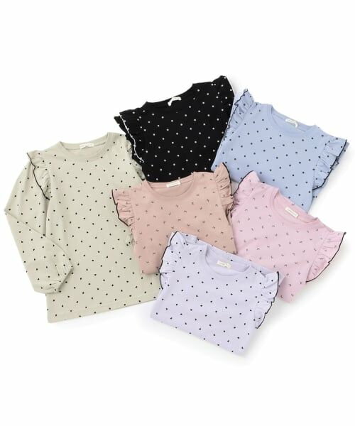 Lycee mine / リセマイン Tシャツ | 【綿100%】【ムテキT】【防汚/UV/速乾】フリルつきボリュームスリーブ総柄Tシャツ【子供服】【キッズ】【女の子】 | 詳細14