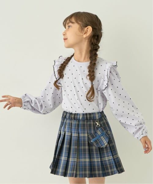 Lycee mine / リセマイン Tシャツ | 【綿100%】【ムテキT】【防汚/UV/速乾】フリルつきボリュームスリーブ総柄Tシャツ【子供服】【キッズ】【女の子】 | 詳細2