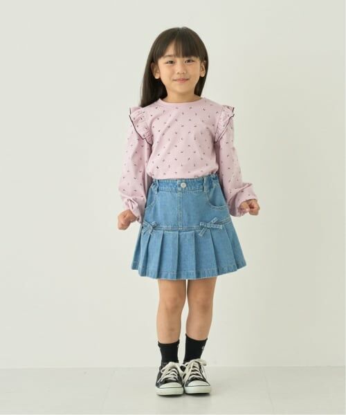 Lycee mine / リセマイン Tシャツ | 【綿100%】【ムテキT】【防汚/UV/速乾】フリルつきボリュームスリーブ総柄Tシャツ【子供服】【キッズ】【女の子】 | 詳細6