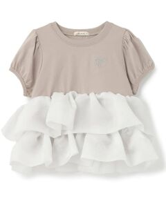 Lycee mine / リセマイン Tシャツ | 【綿100%】クロップド丈オーガンジードッキングトップス