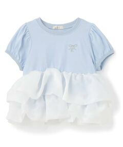 Lycee mine / リセマイン Tシャツ | 【綿100%】クロップド丈オーガンジードッキングトップス