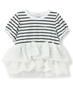 Lycee mine / リセマイン Tシャツ | 【綿100%】クロップド丈オーガンジードッキングトップス